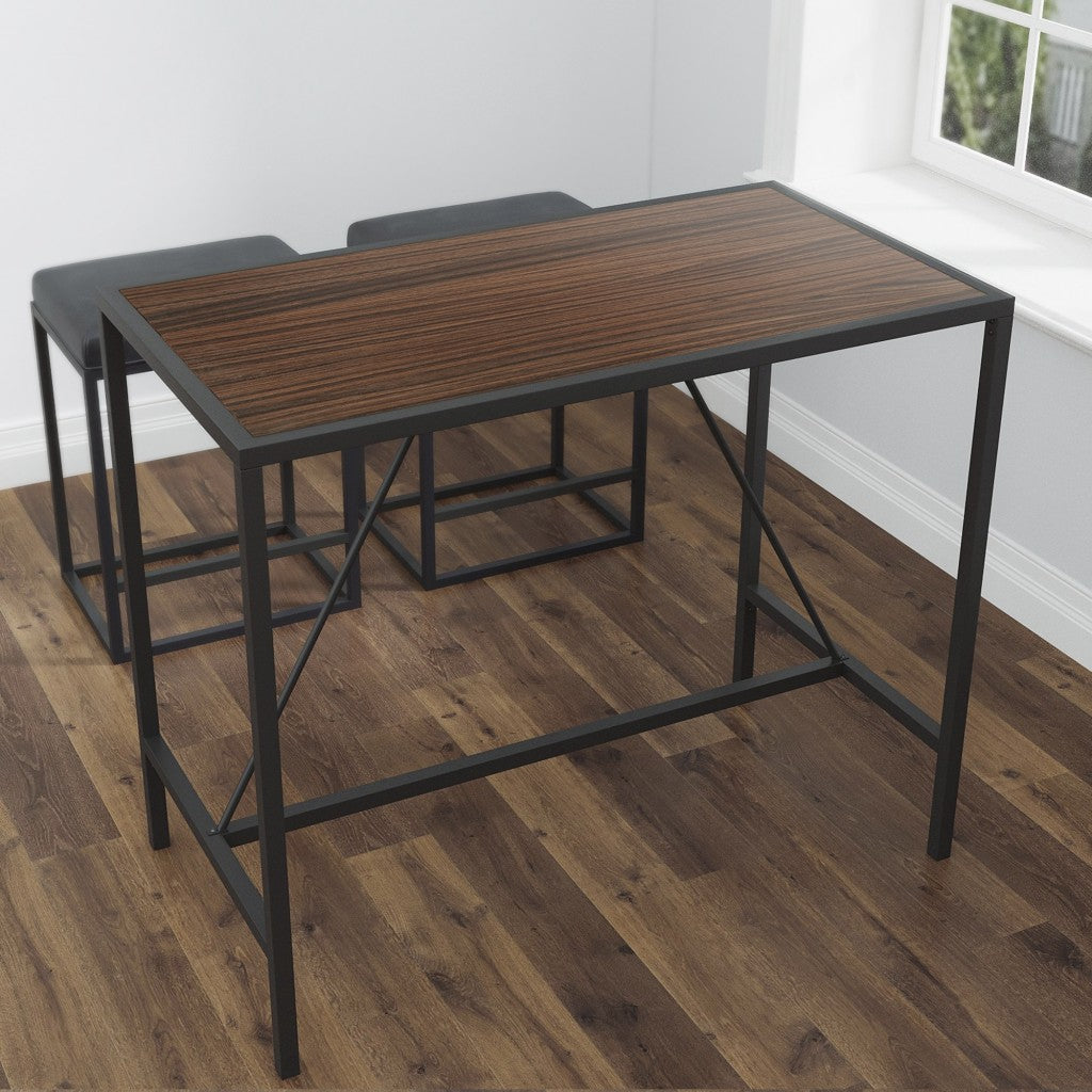 Modern Geo Black and Walnut Bar Dining Table