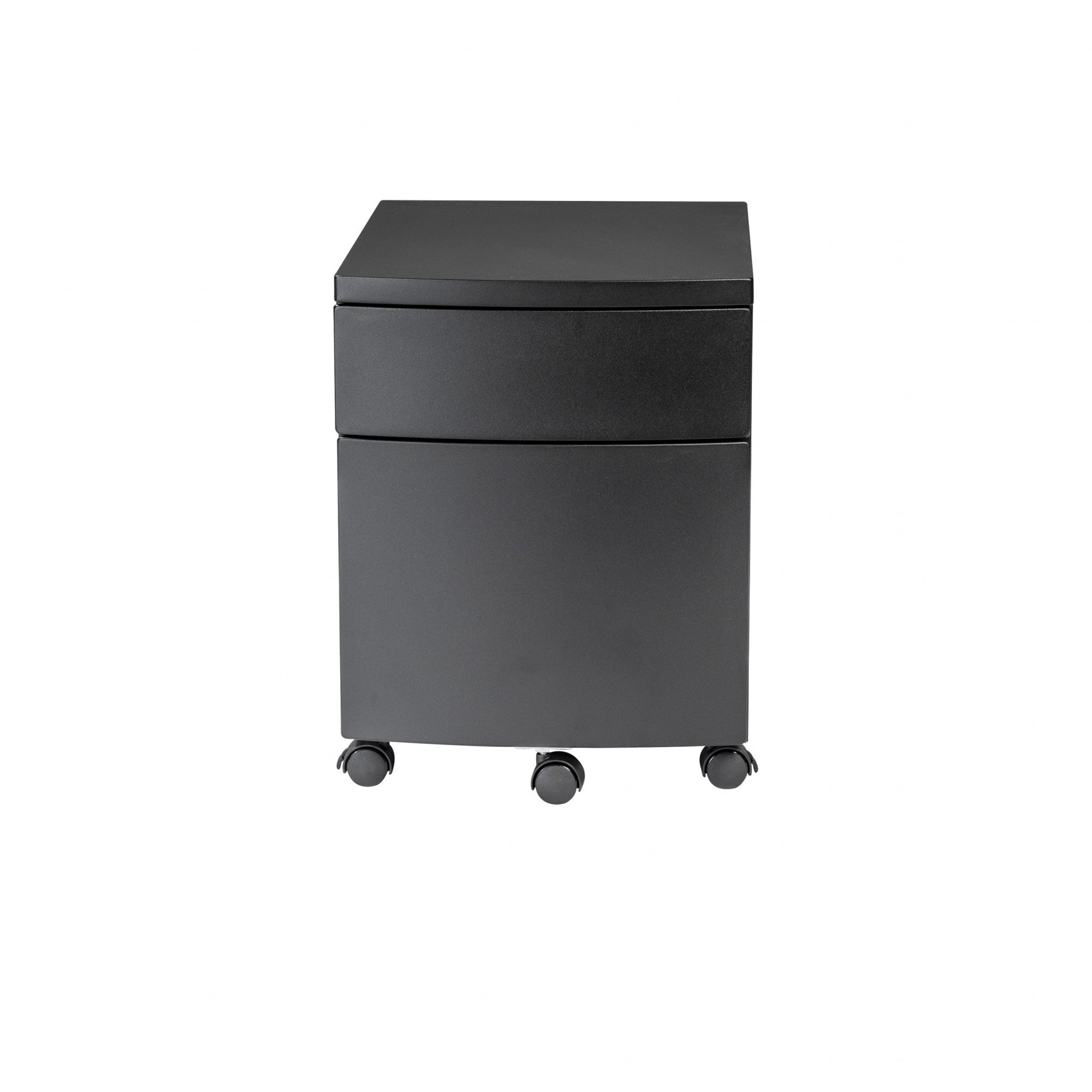 Black Two Drawer Rolling Filing Cabinet