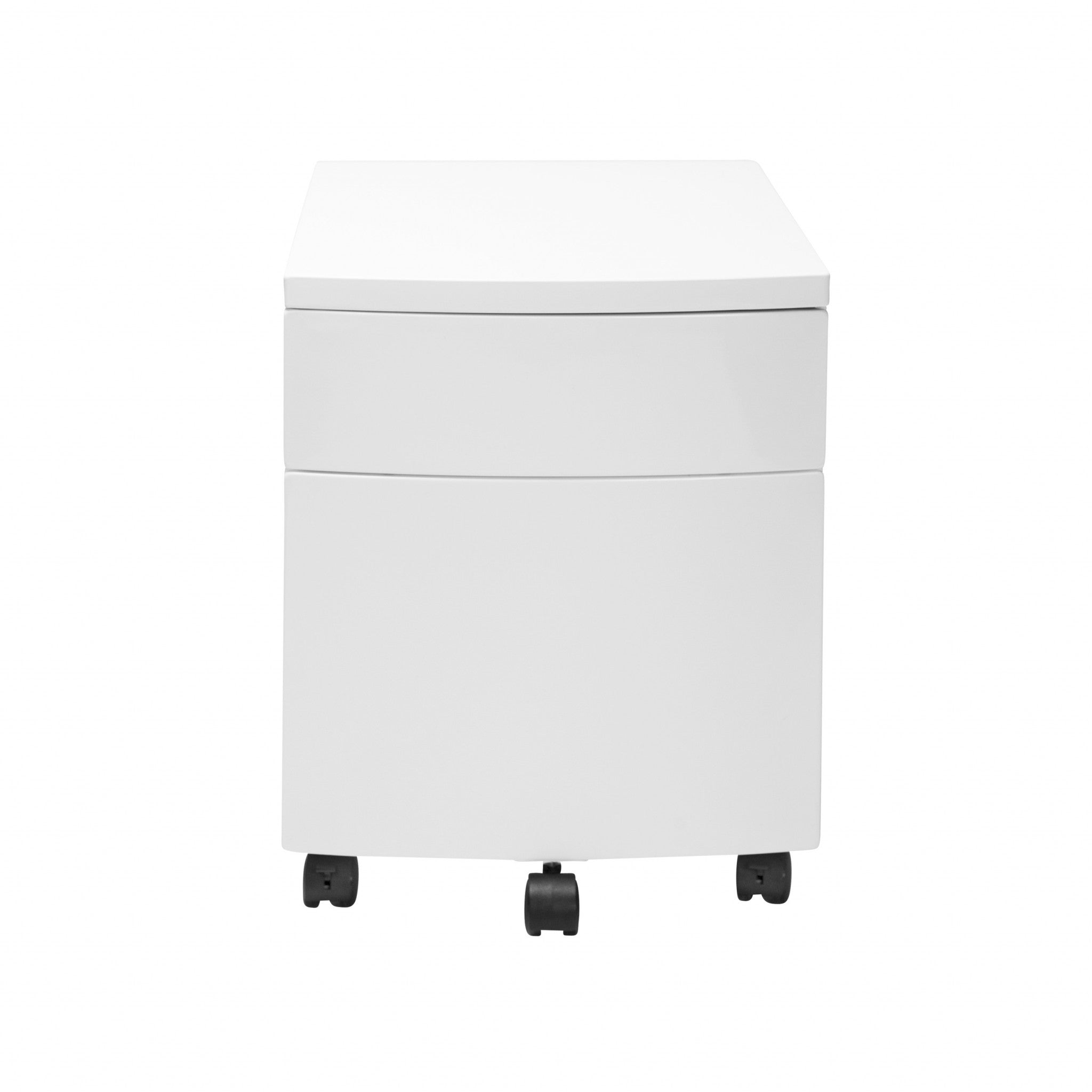 White Two Drawer Rolling Filing Cabinet