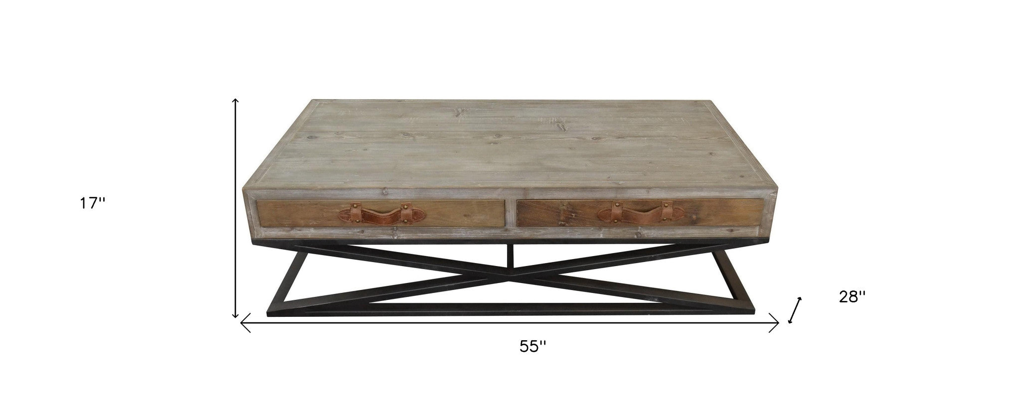 Rustic Handcrafted Natural Wood and Iron Coffee Table