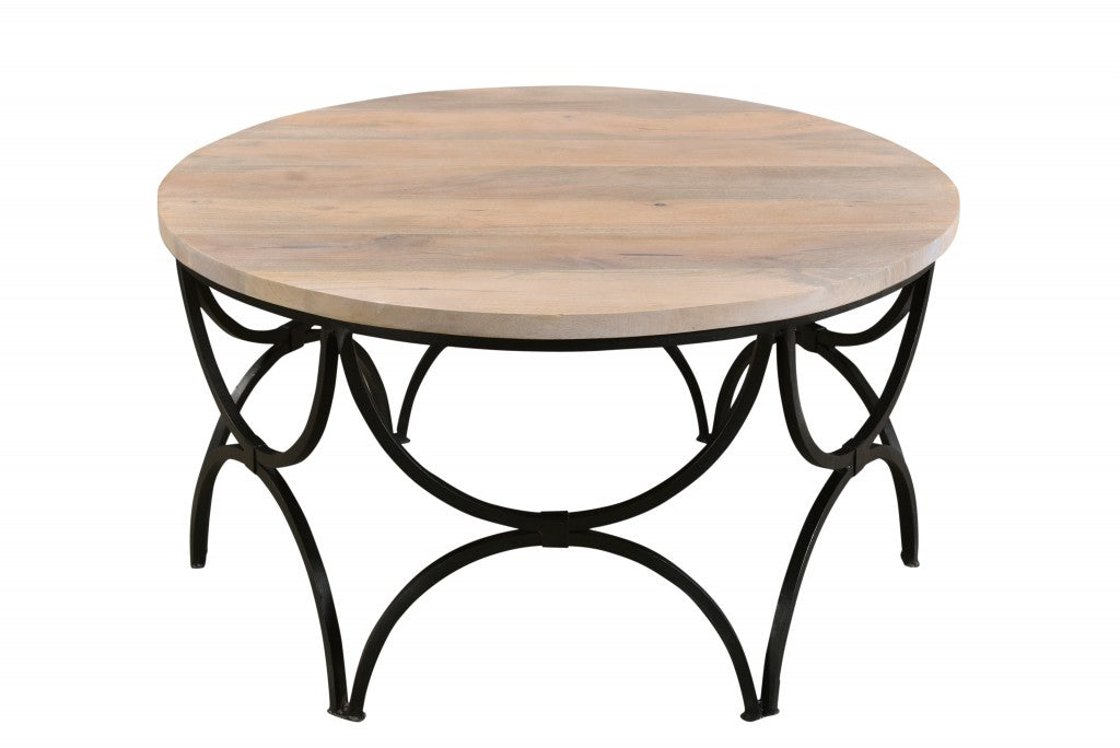 Round Retro Modern Iron Coffee Table