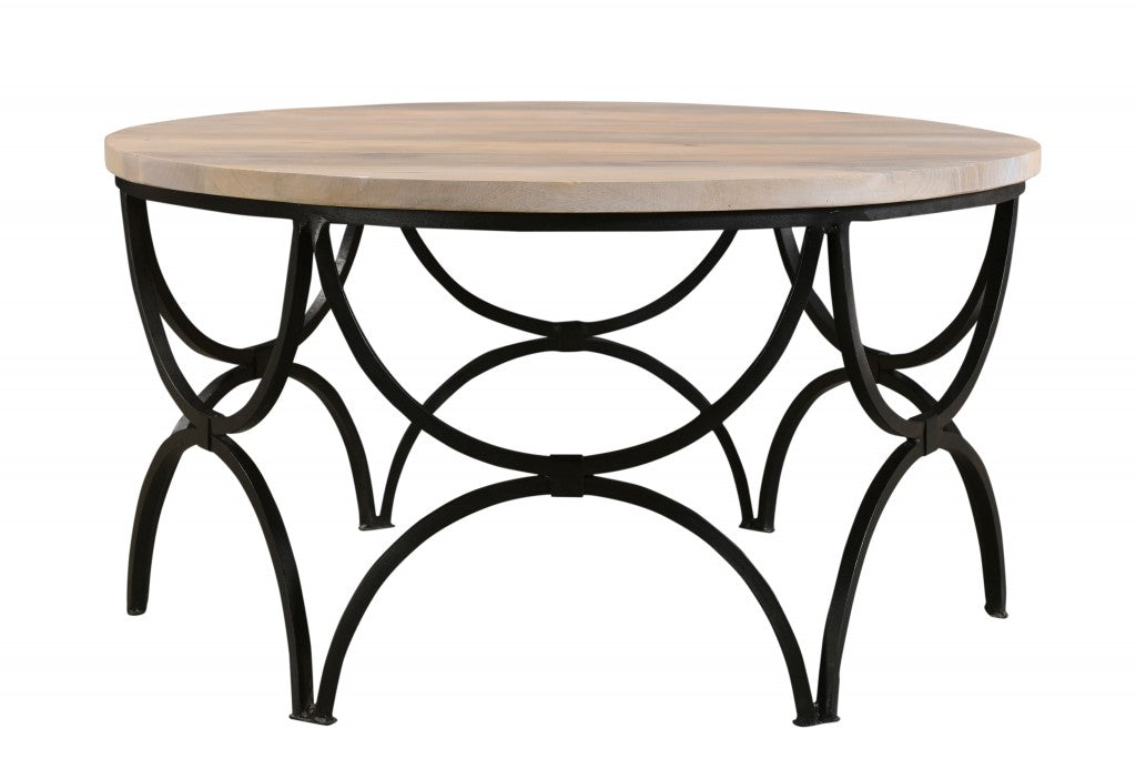 Round Retro Modern Iron Coffee Table