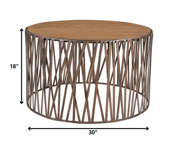 Round Drum Shaped Iron Coffee Table