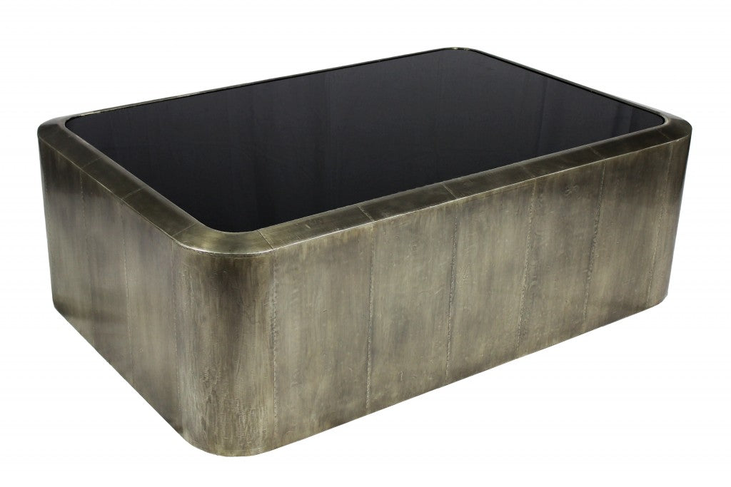 Black Glass Top Metal Coffee Table