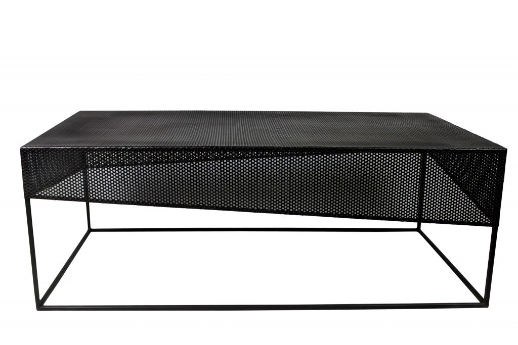 Black Pierced Iron Detailed Coffee Table