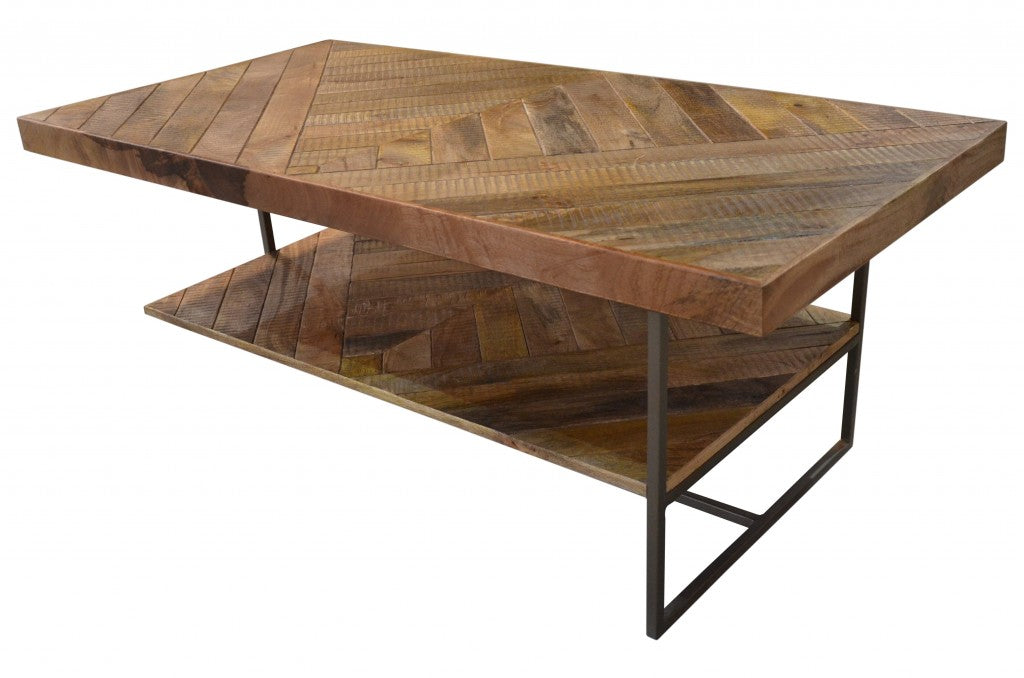 Rectangular Wooden Coffee Table with Storage