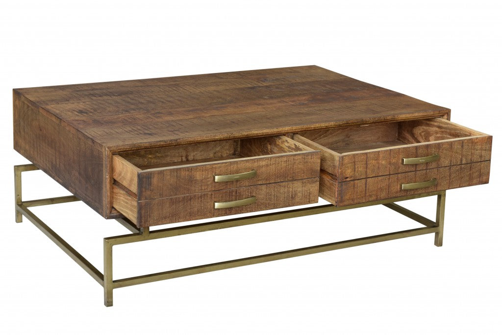 Brown and Gold Storage Coffee Table