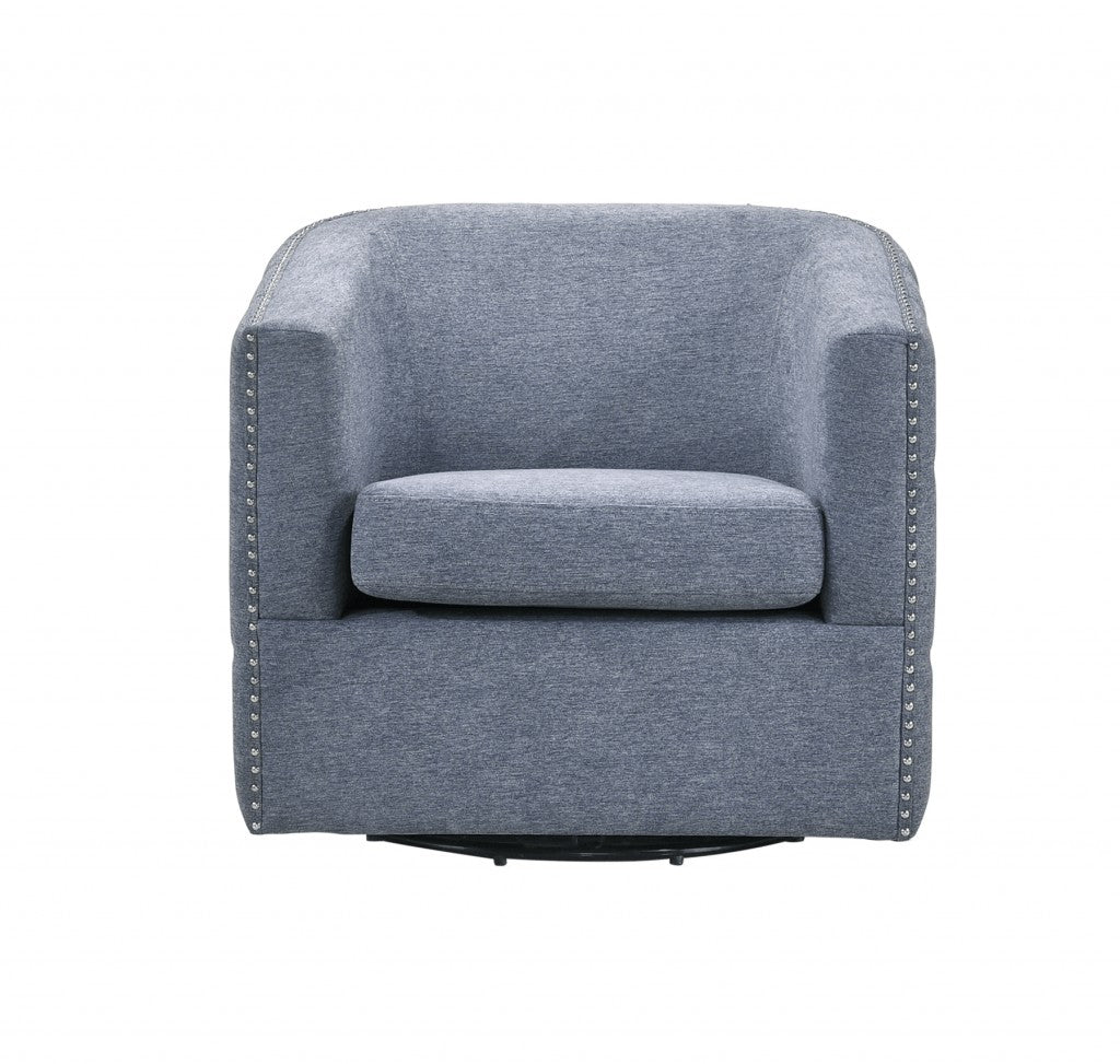 Chambray Blue Swivel Barrel Accent Chair