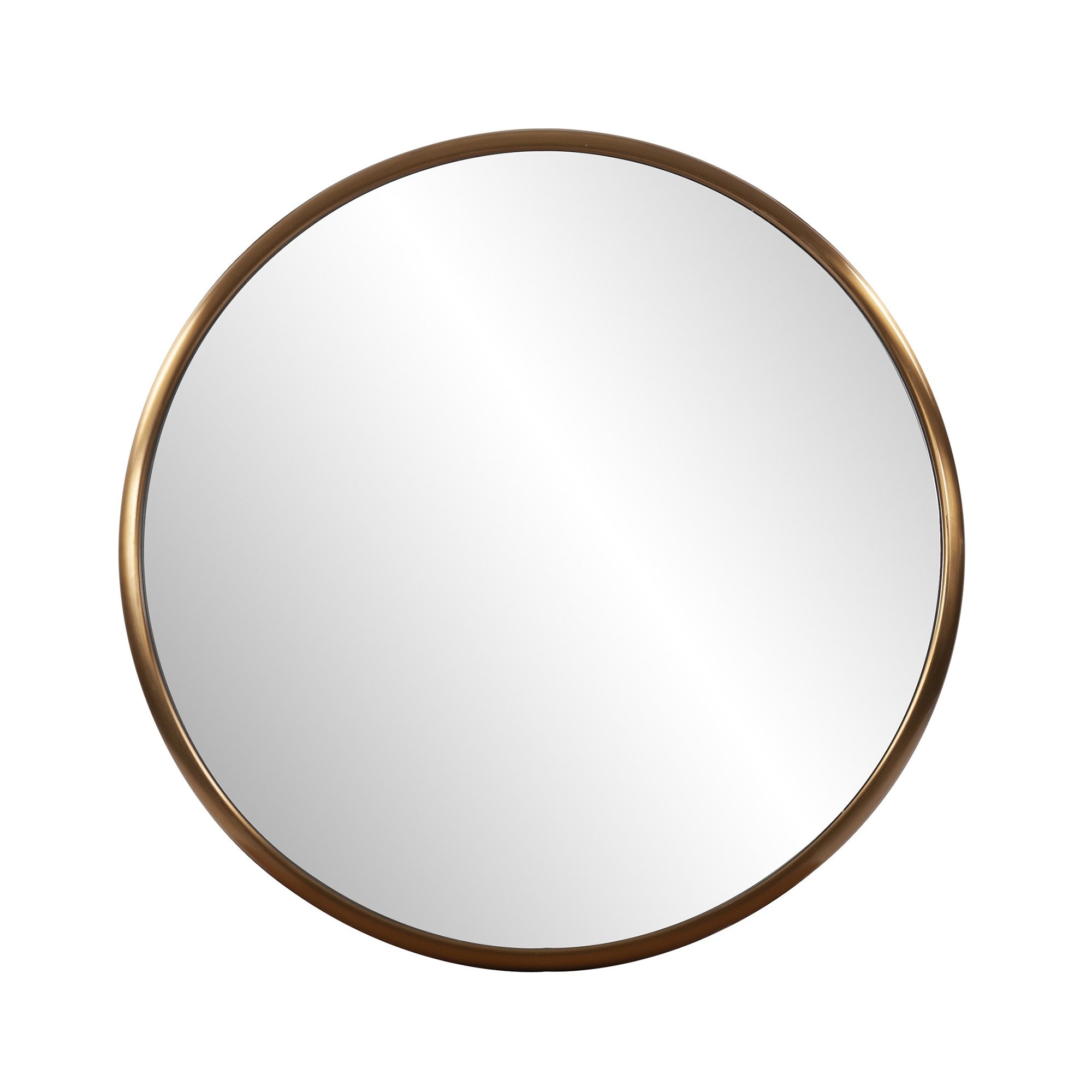 20' Antiqued Brushed Brass Round Wall Mirror