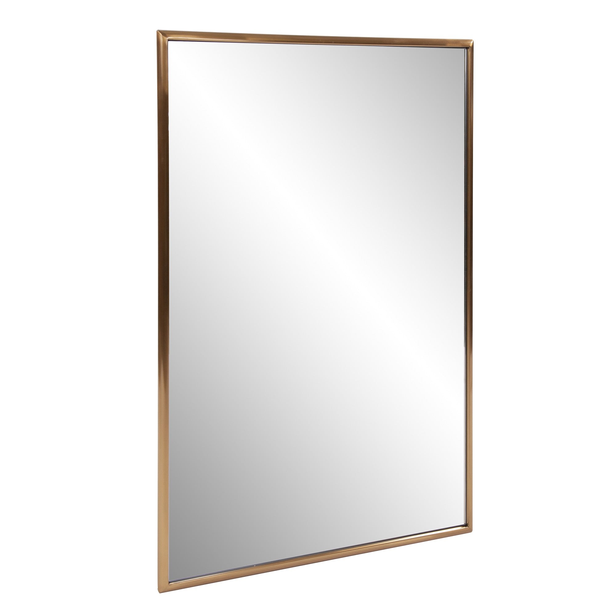 Antiqued Brushed Brass Rectangular Wall Mirror