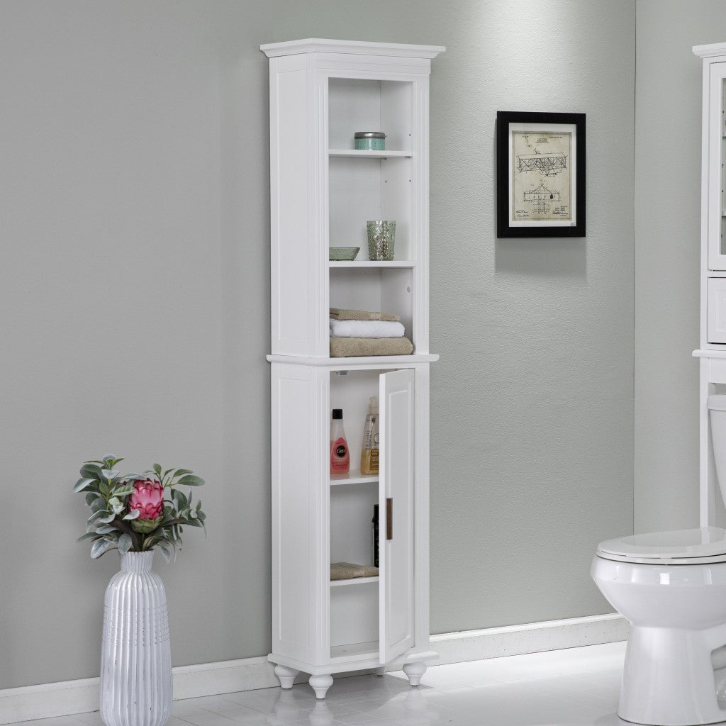 White Classic Tall Storage Organizer Cabinet