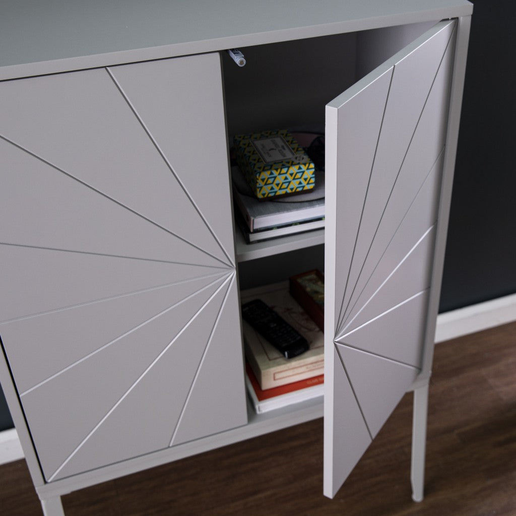 Gray Sunburst Chic Accent Storage Cabinet