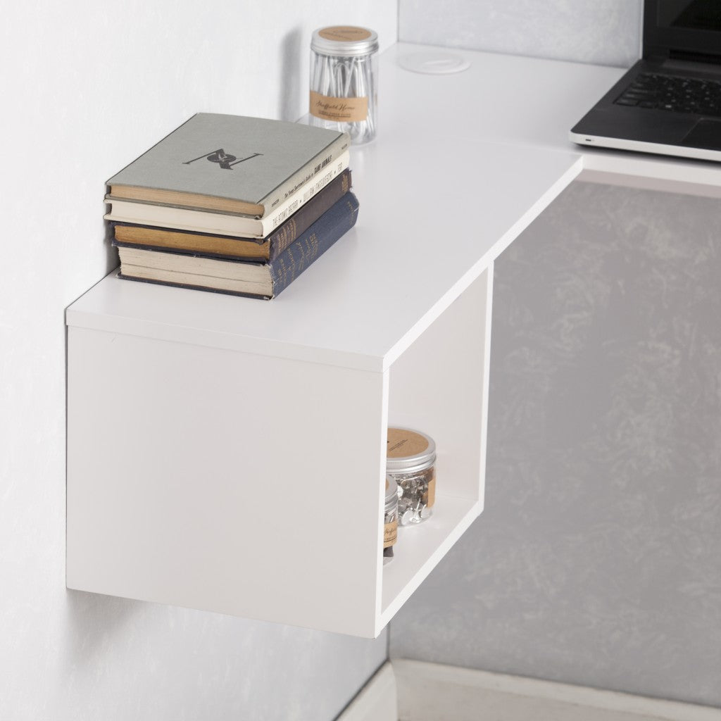 White Wall Mount Corner Desk