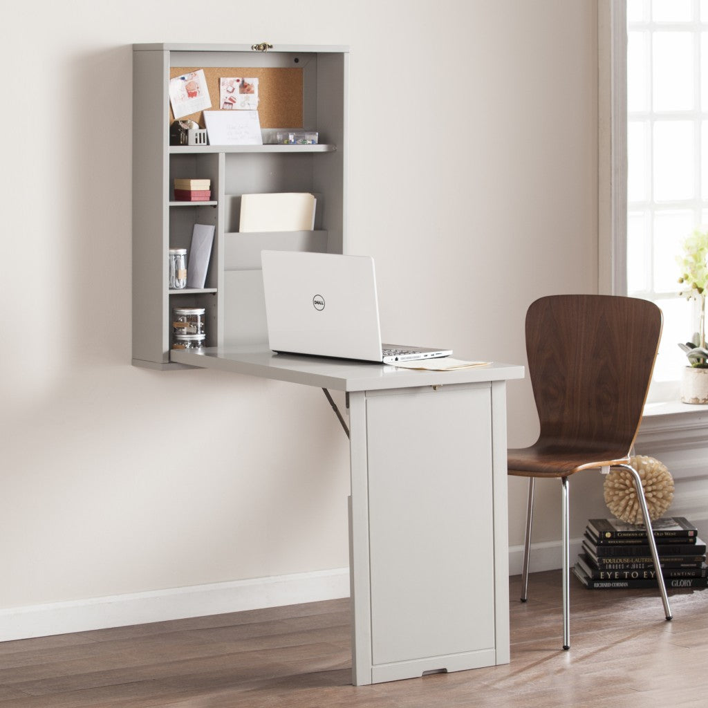 Gray Fold Out Convertible Wall Mount Desk