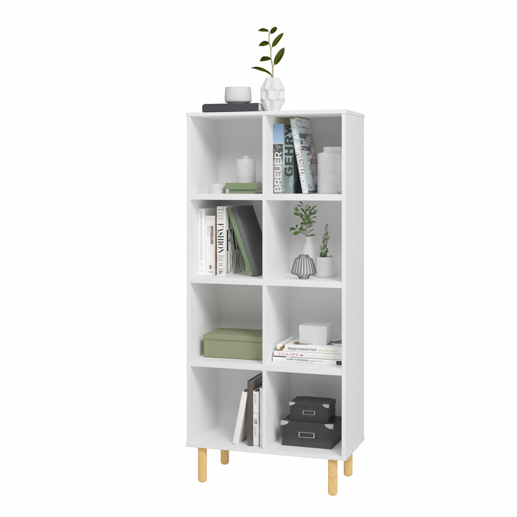 Iko White Tall Vertical Eight Cubbie Shelving Unit