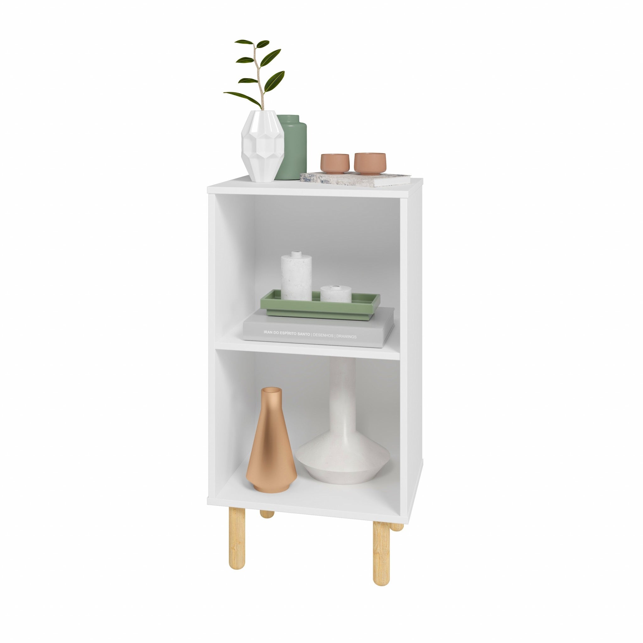 Iko White Two Cubbie Open Shelving Unit