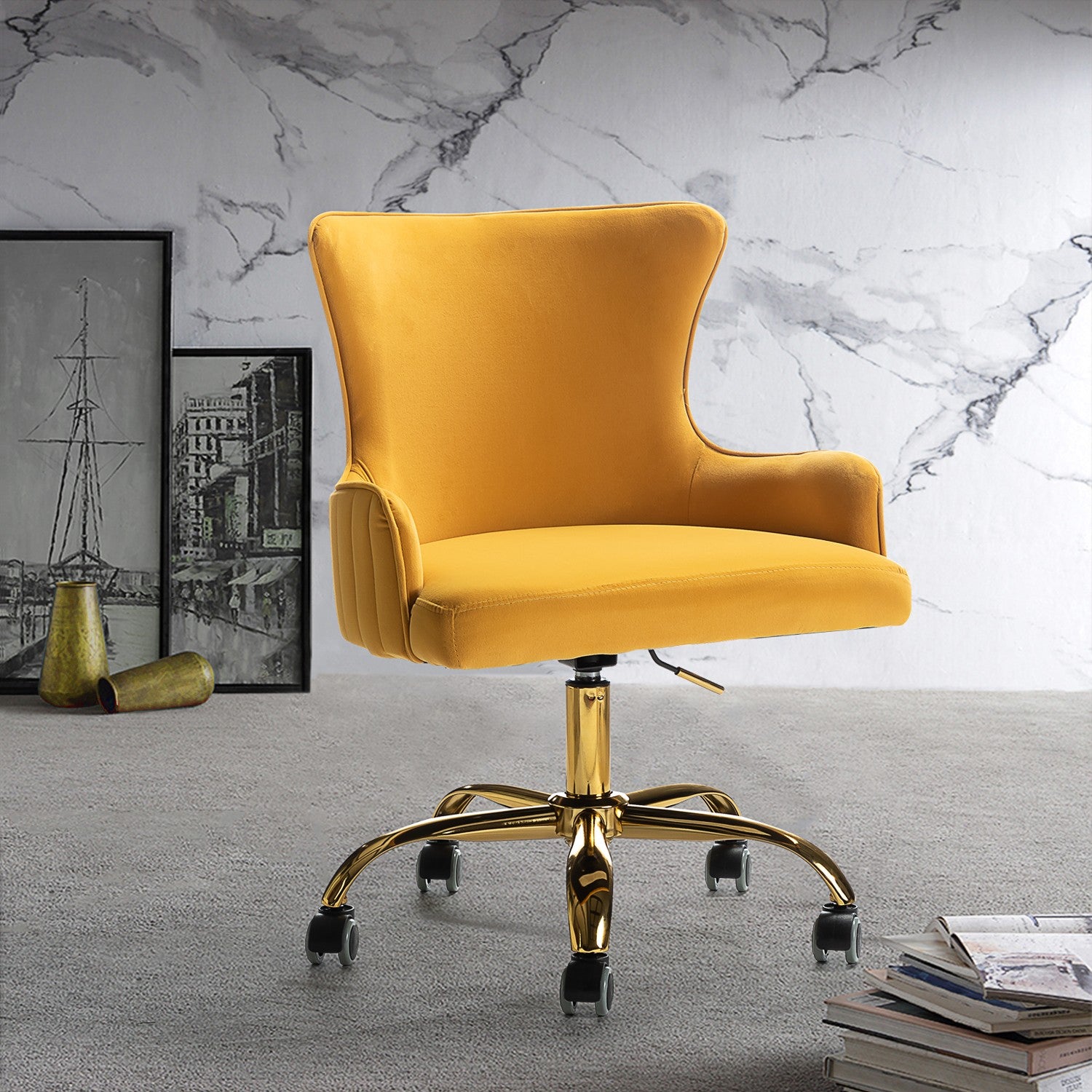 Back Channel Yellow and Gold Rolling Office Chair