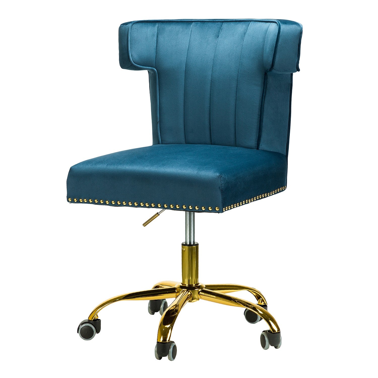 Contempo Teal Velvet Nailhead Office Chair