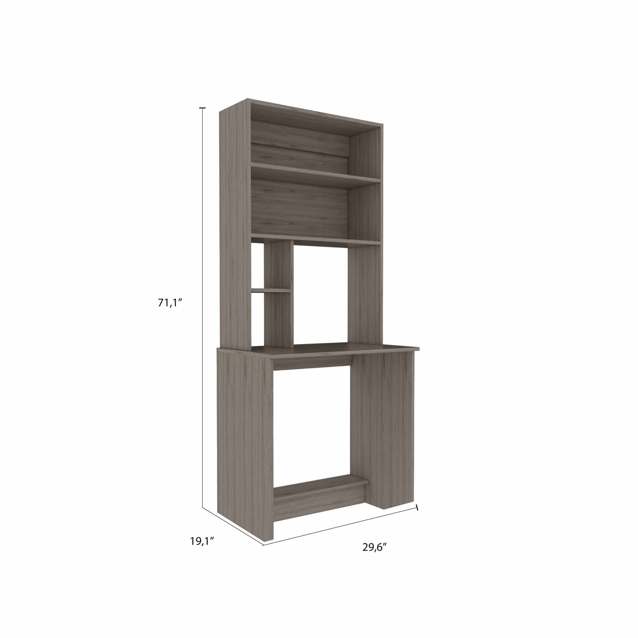 Milo Light Gray Computer Desk with Hutch