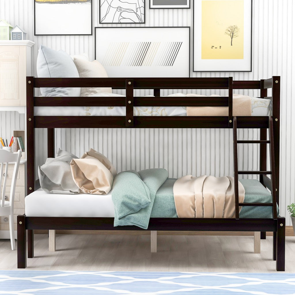 Brown Twin Size Full Size Bunk Bed