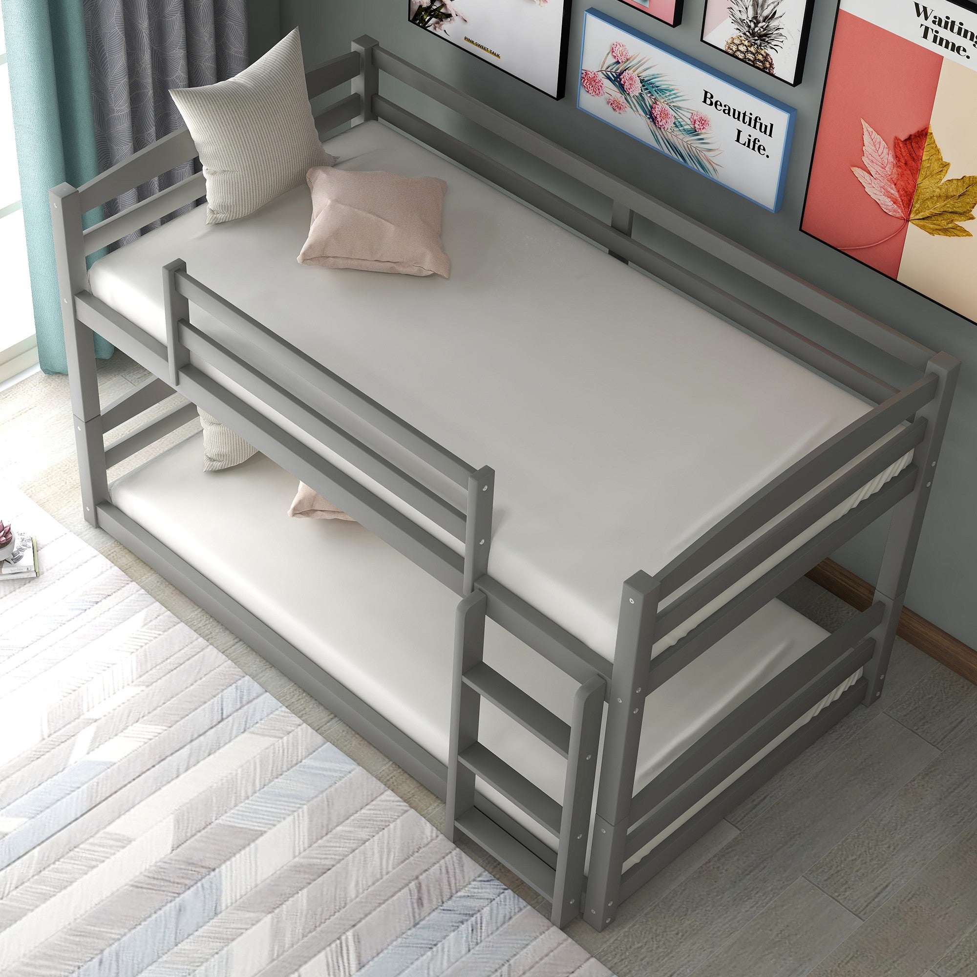 Gray Twin Over Twin Separable Bunk Bed