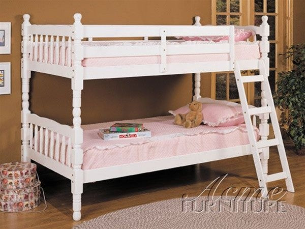 White Twin Over Twin Classic Bunk Bed