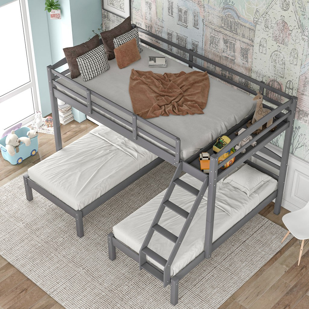 Gray Full Over Double Twin Triple Bunk Bed