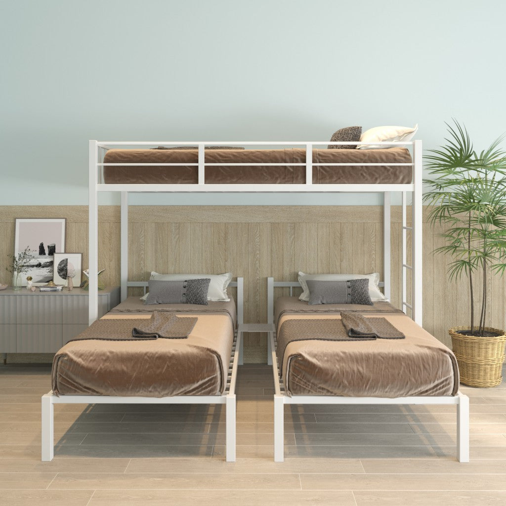 White Triple Twin Metal Bunk Bed that can be Separated