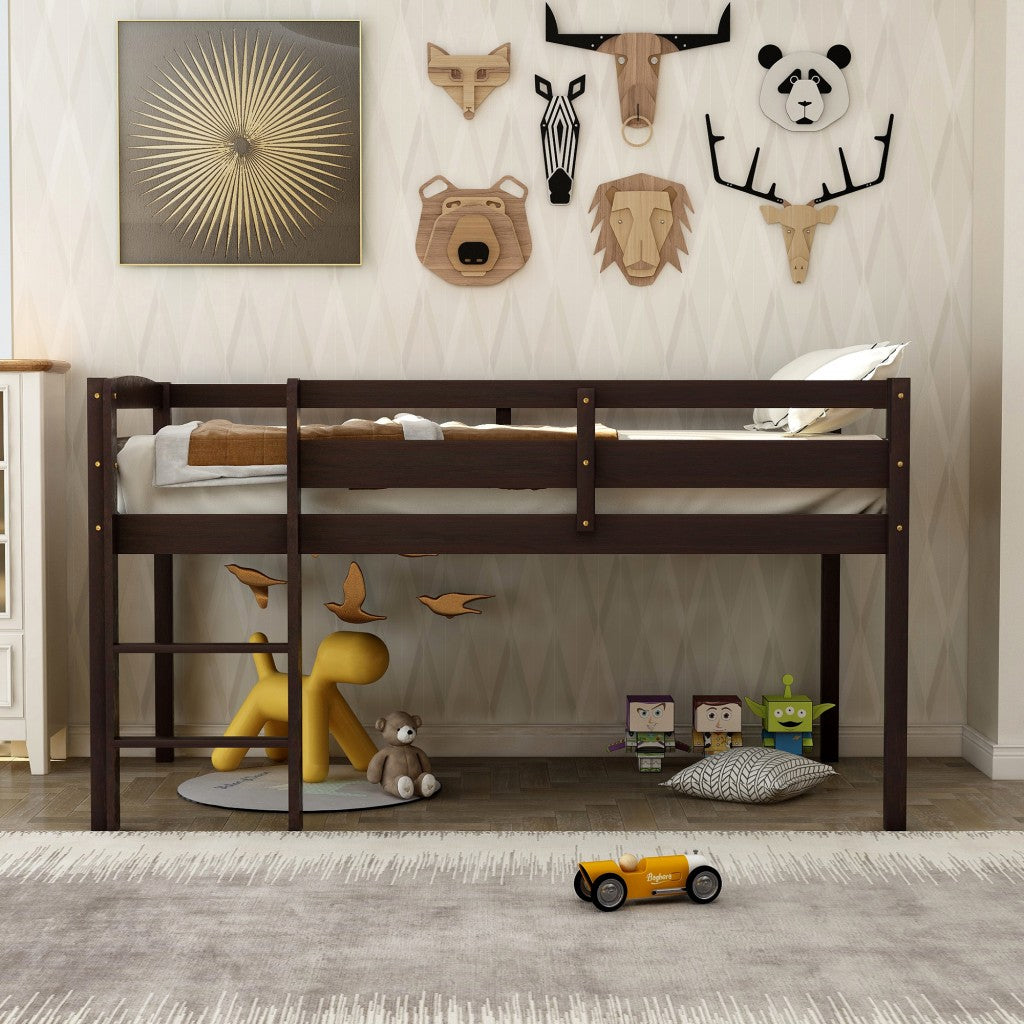 Brown Twin Size Low Loft Bed