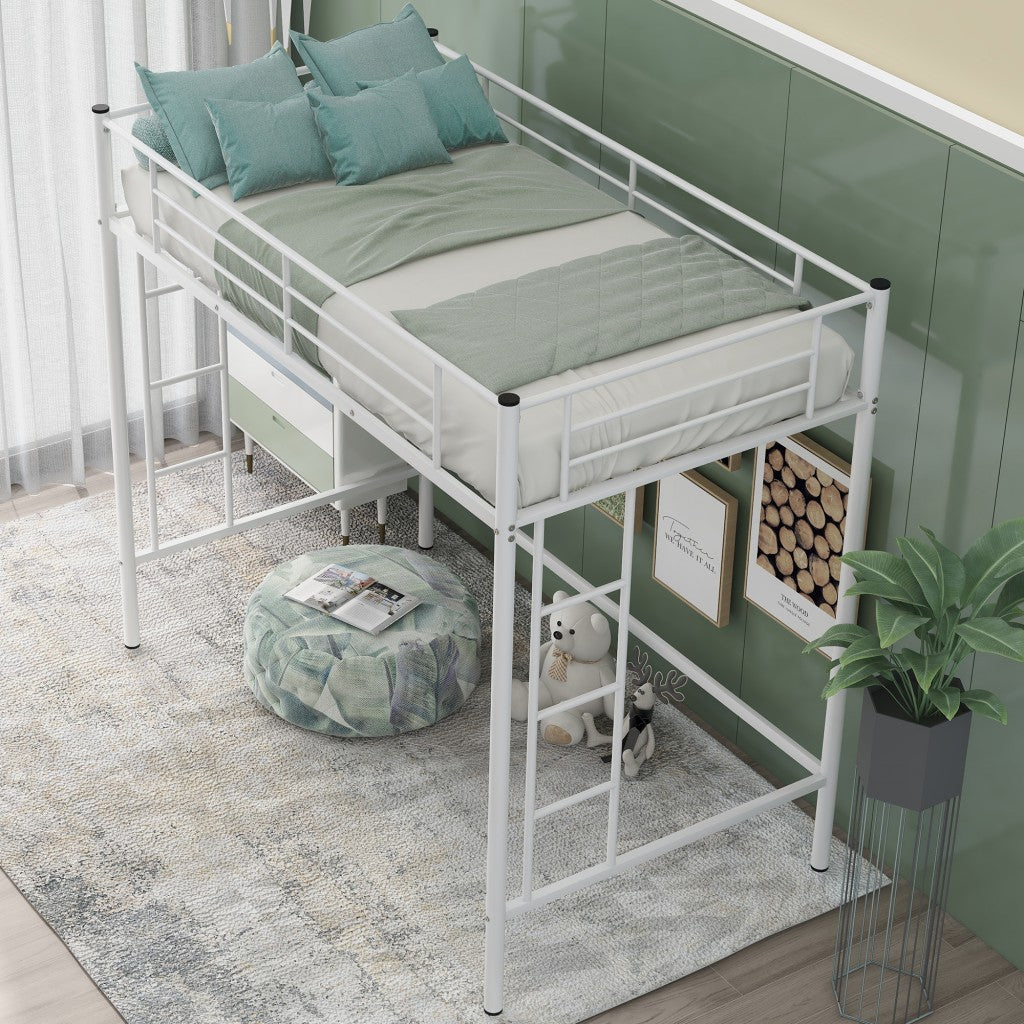 White Twin Size High Loft Bed