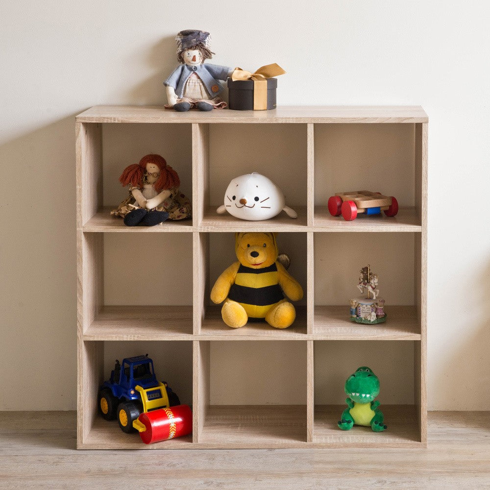 Classic Natural Finish Nine Cubby Bookcase