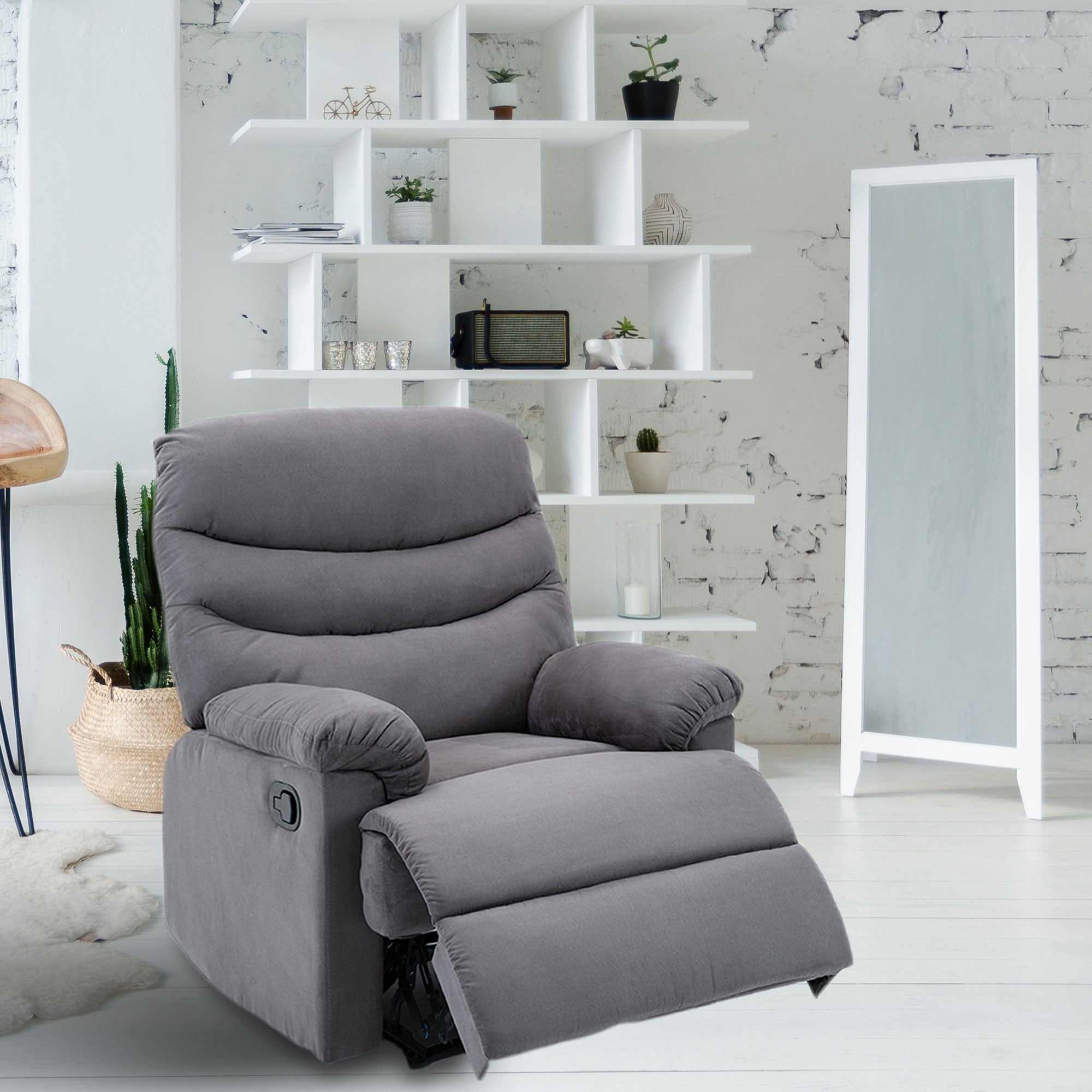 Primo Grey Suede Massaging Recliner Chair