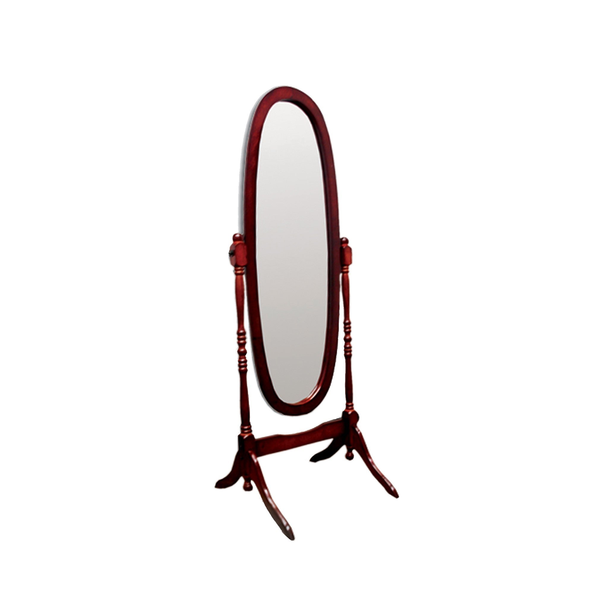 Classic Cherry Finish Cheval Standing Oval Mirror