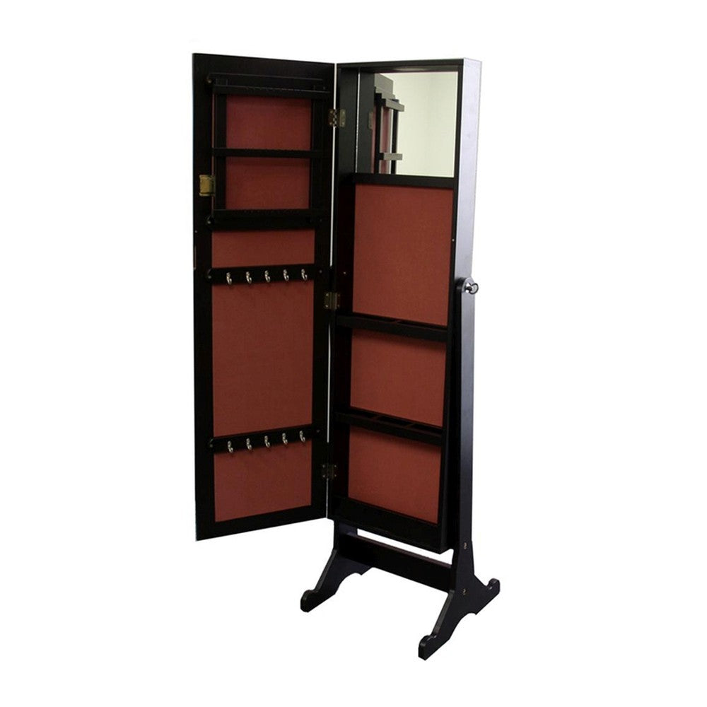 Universal Brown Standing Mirror with Jewelry Storage