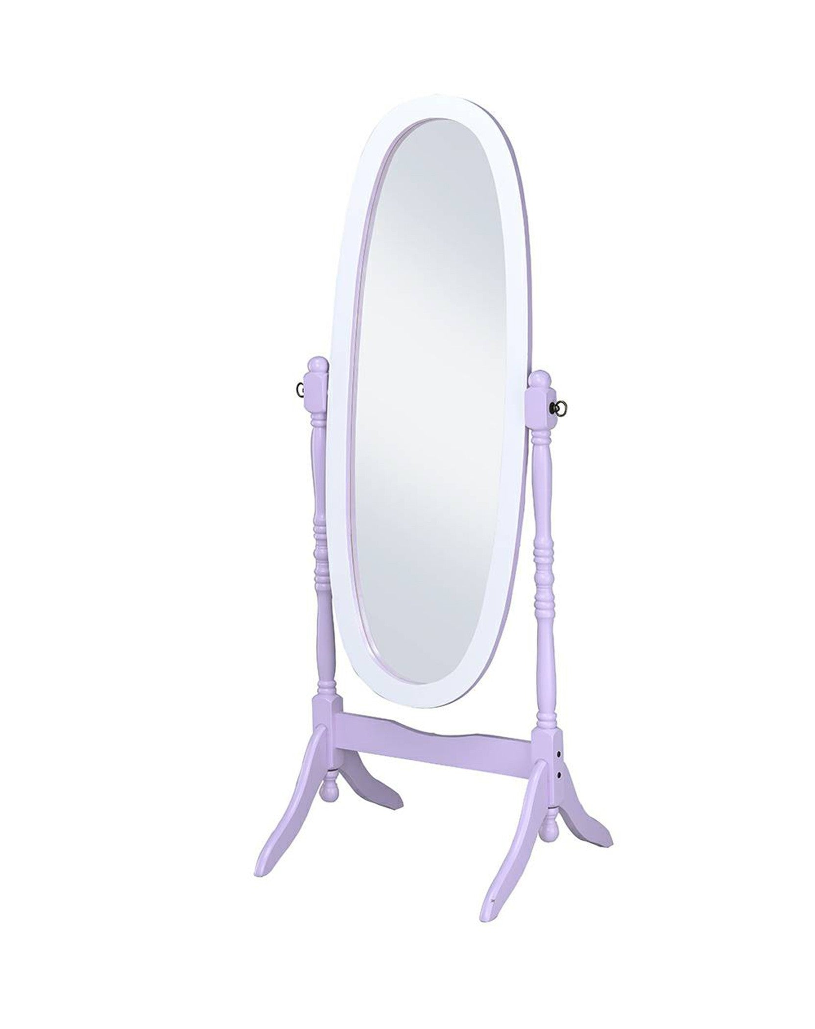 Pretty Pastel Purple and White Cheval Standing Oval Mirror