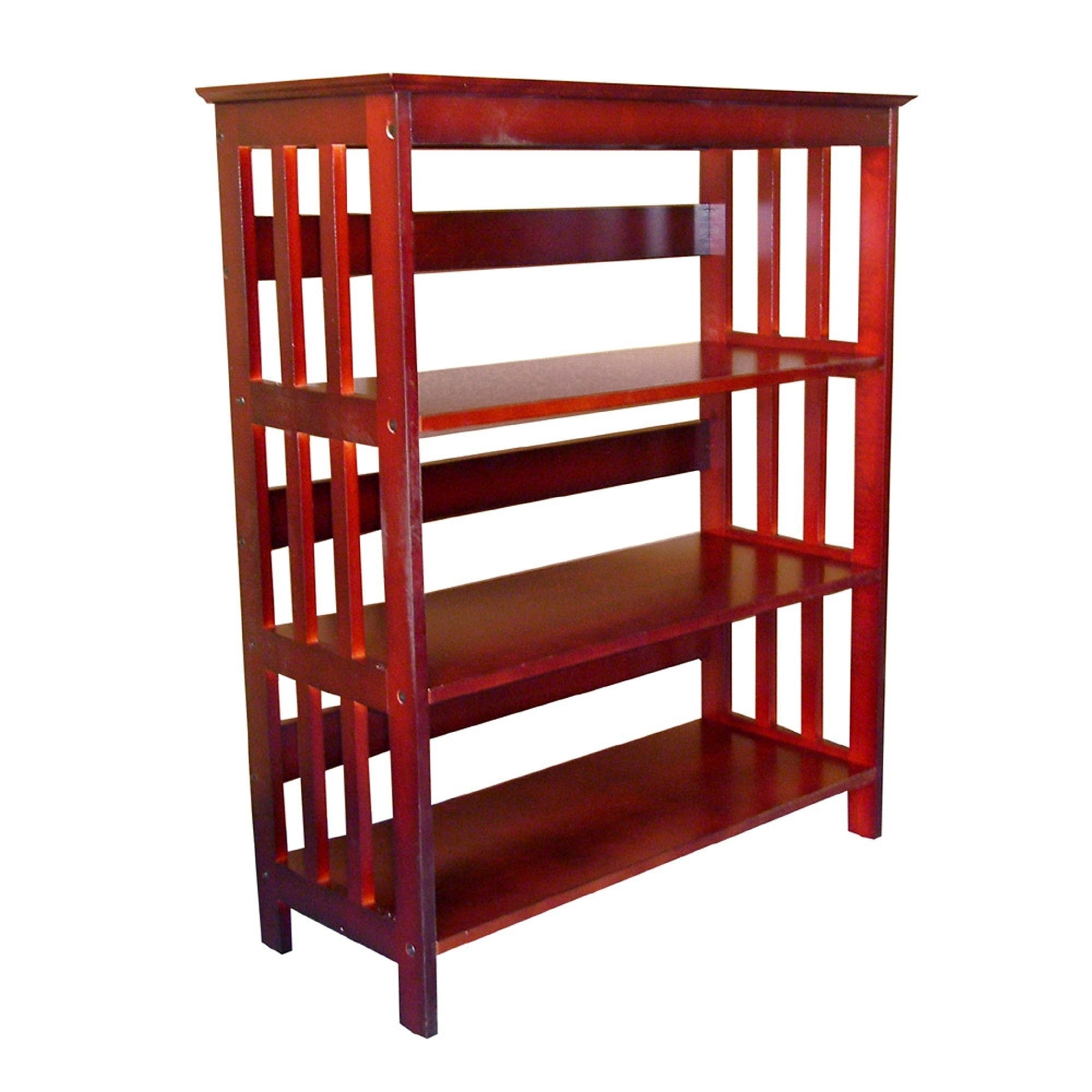 Cherry Mission Style Three Shelf Bookcase