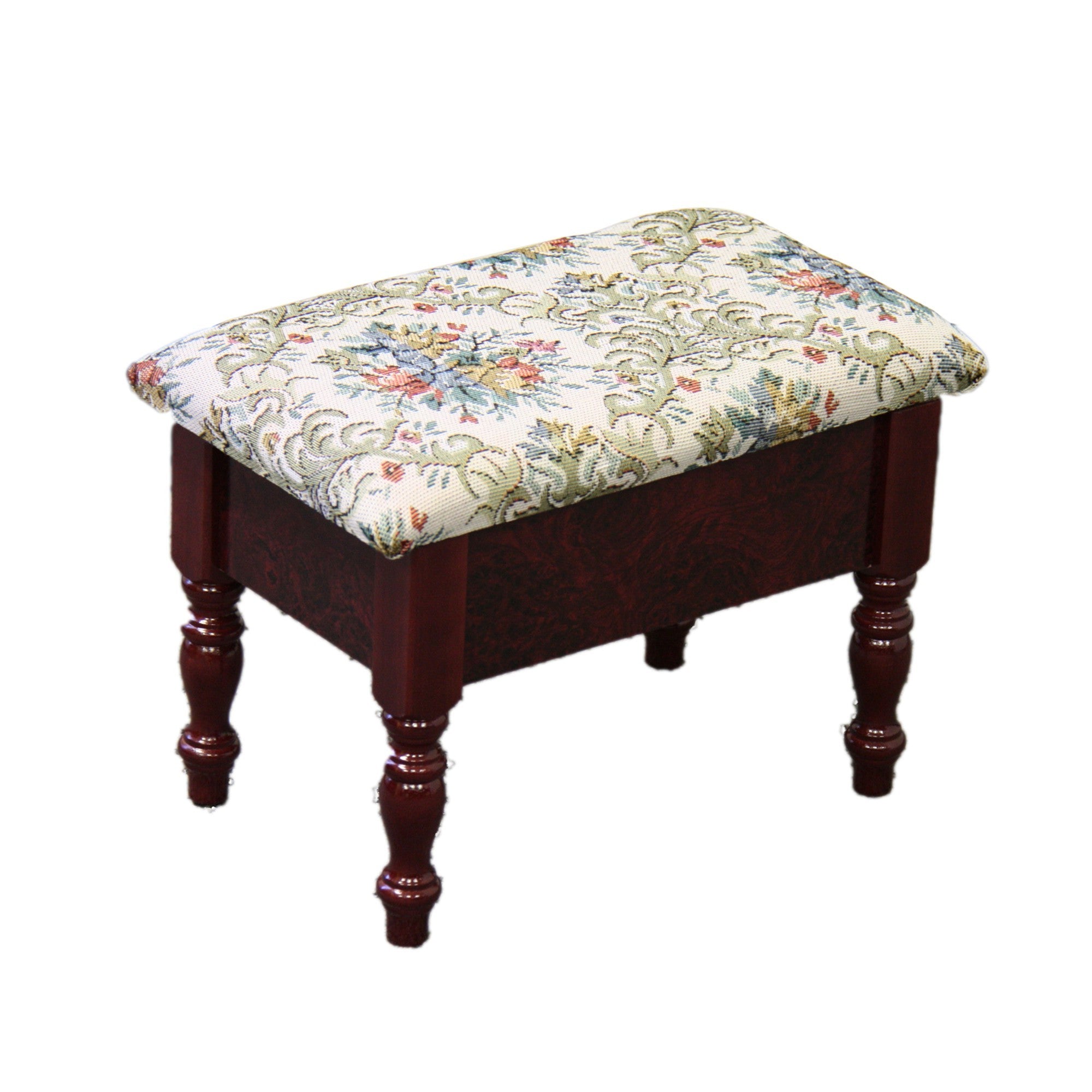 Cherry Traditional Tapesty Foot Stool with Storage