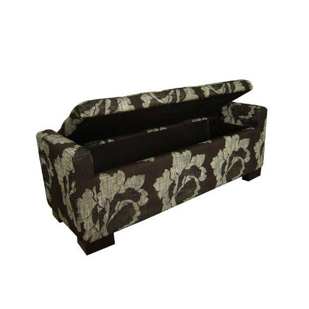 Bold Brown Floral Long Storage Bench