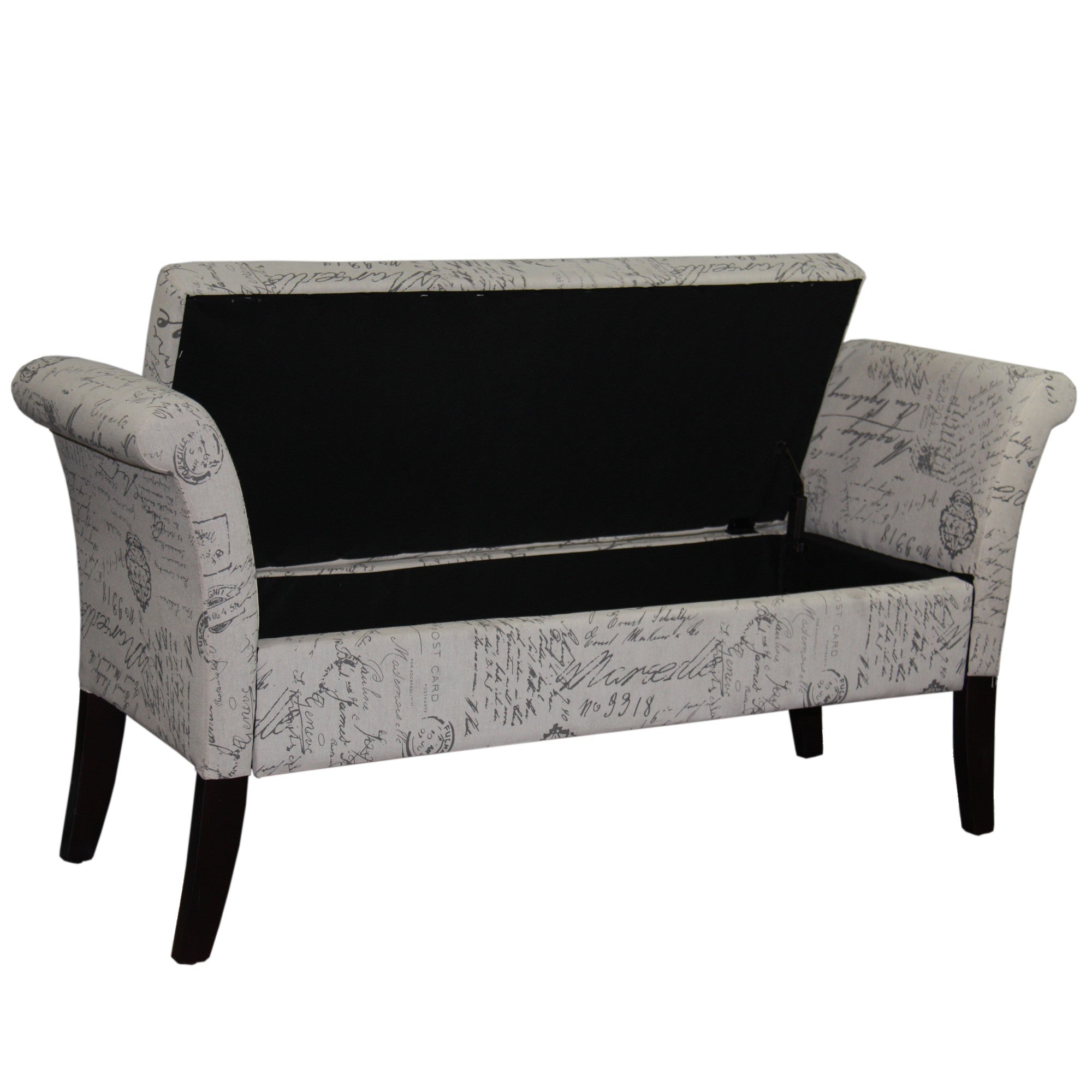 Black and White Vintage Postcard  Settee Style Storage Bench