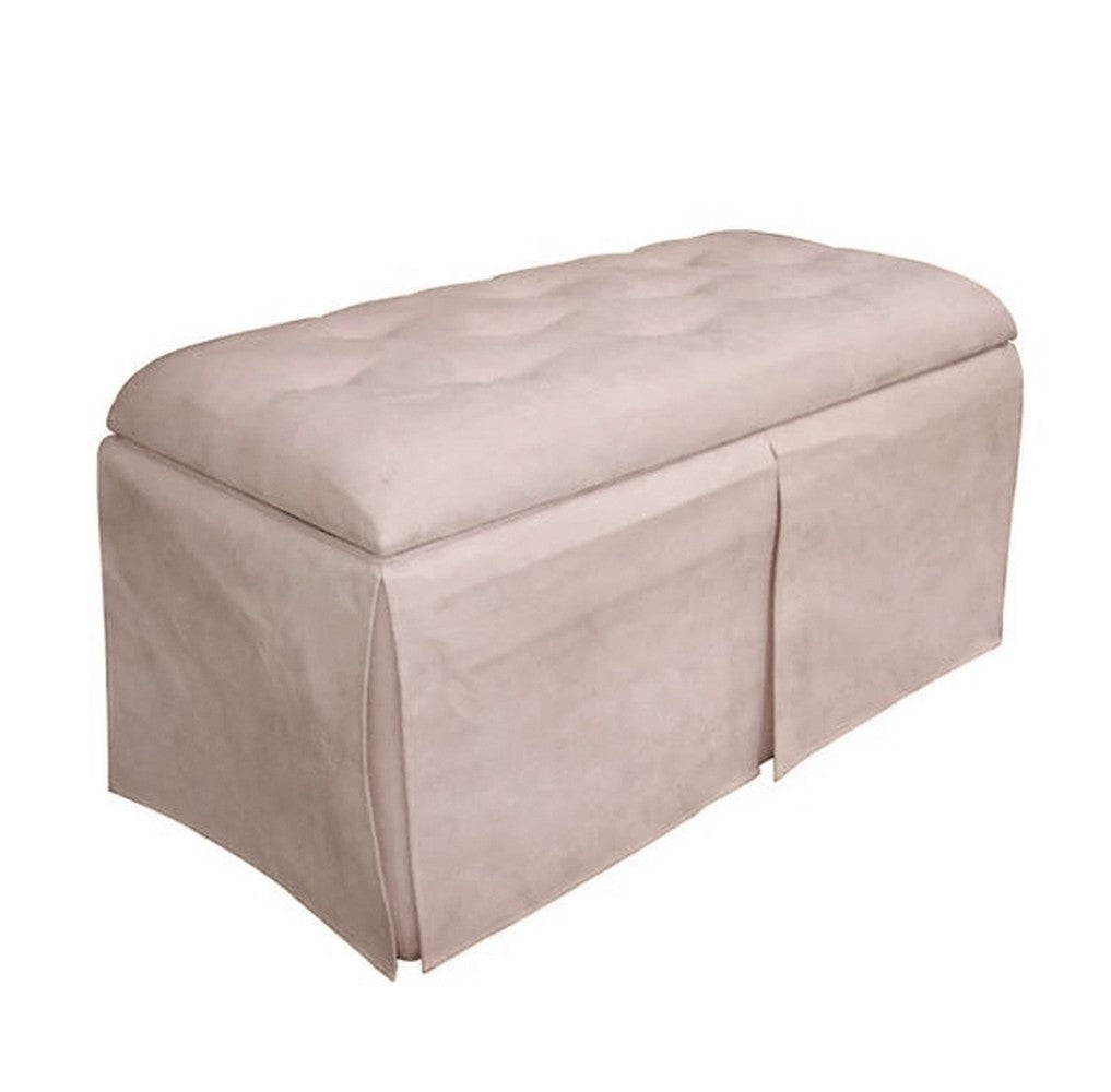 Set of Three Pink Microfiber Storage Bench and Ottomans