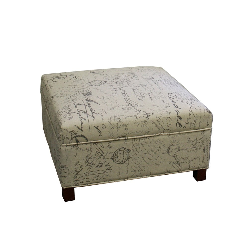 Postcard Print Square Ottoman