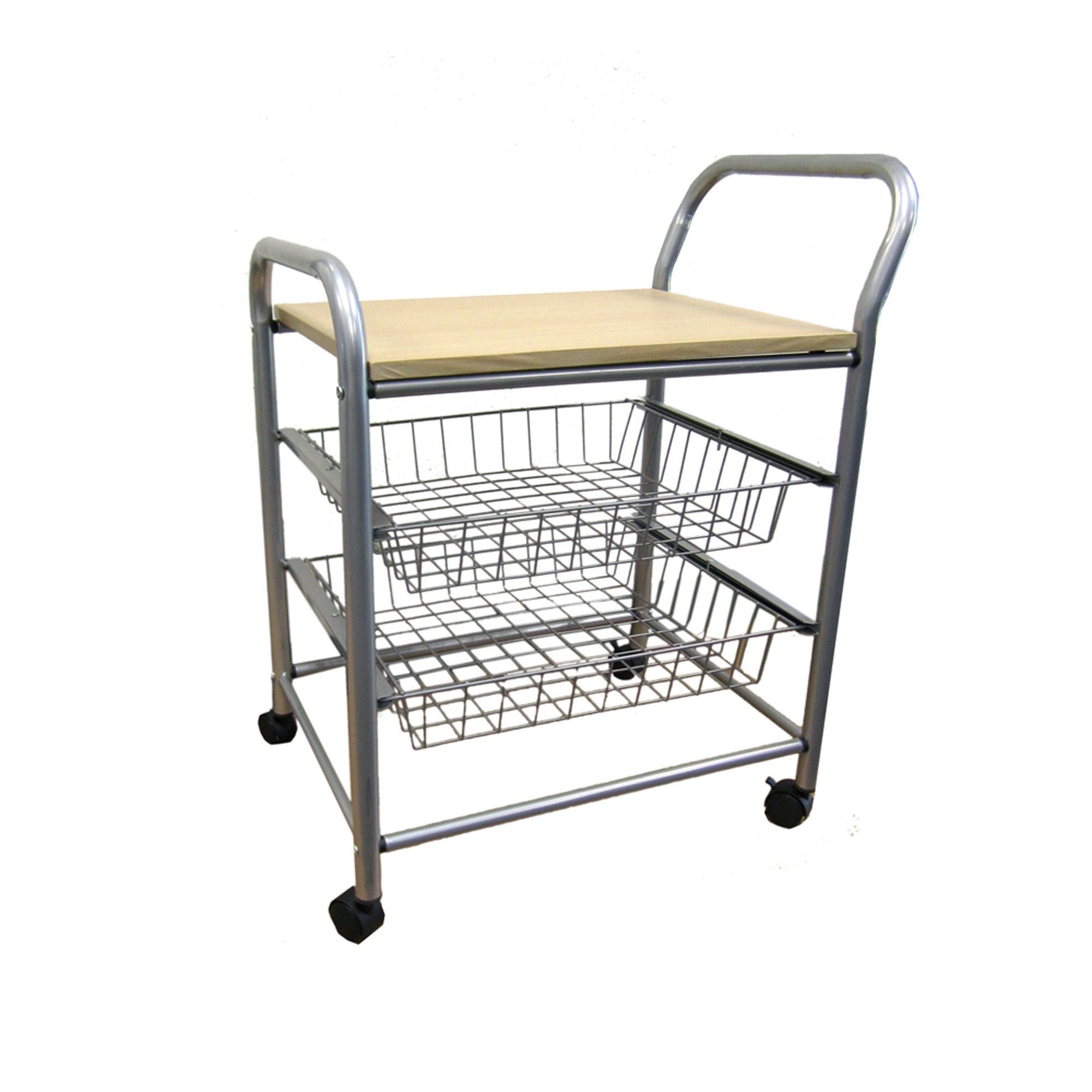 Steel and Natural Wood Multifunctional Utility Cart