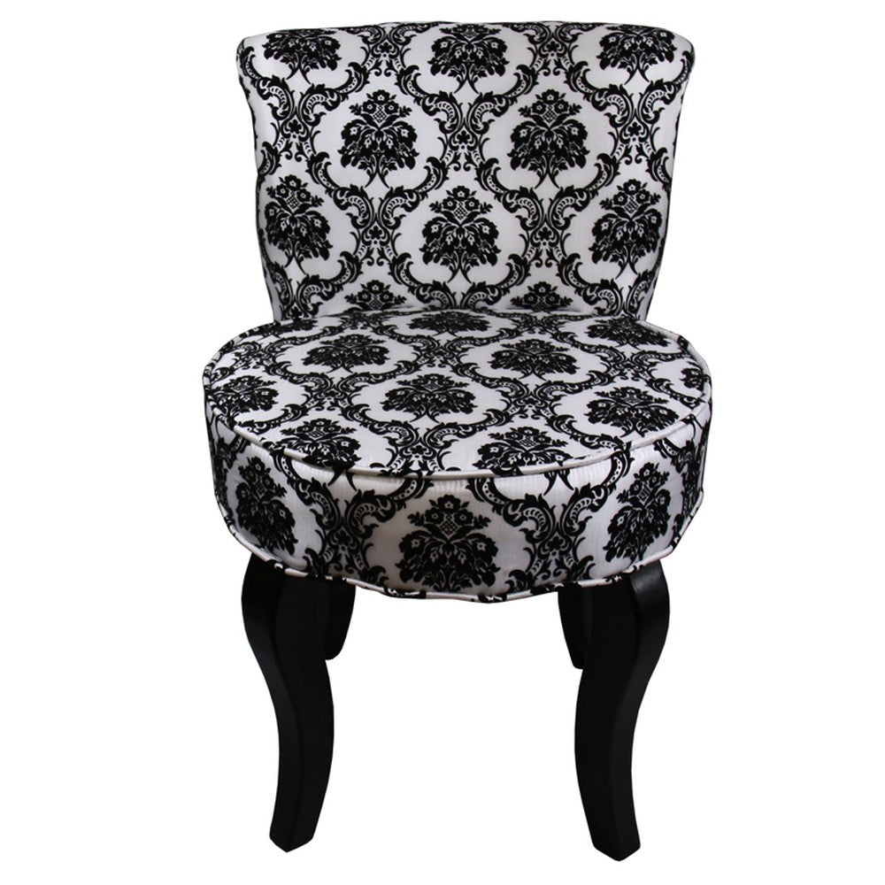 Modern Black and White Damask Accent Chair