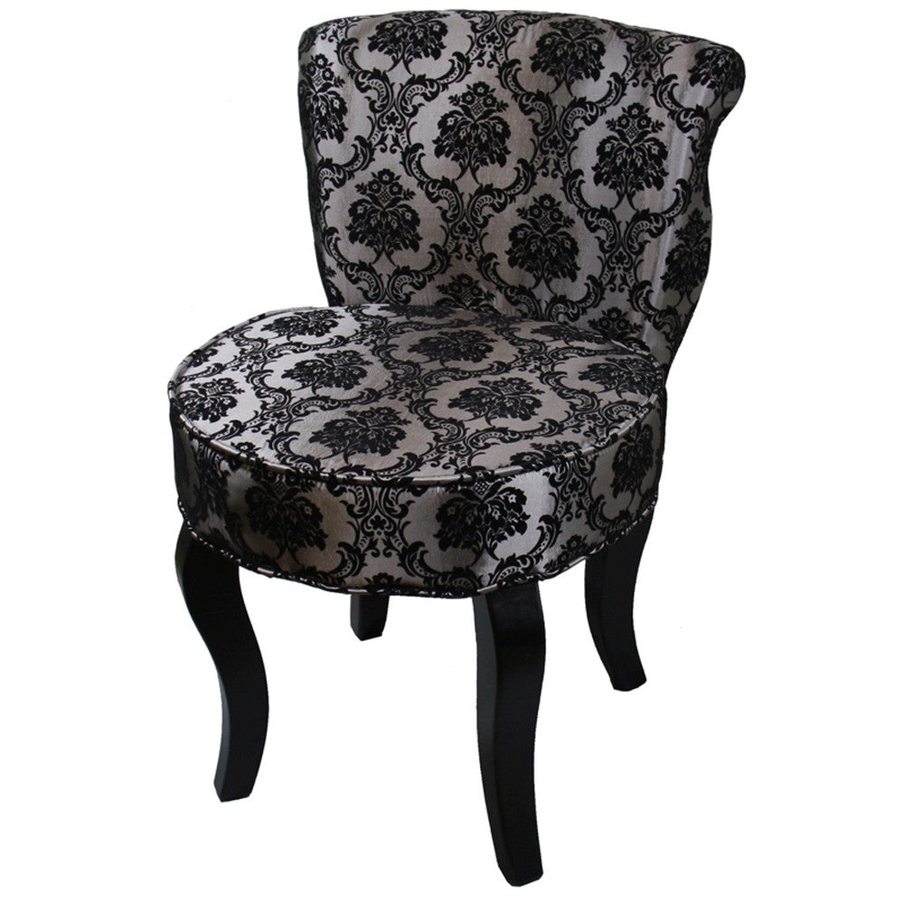 Modern Wooden Chair with Patterned Gray and Black Design