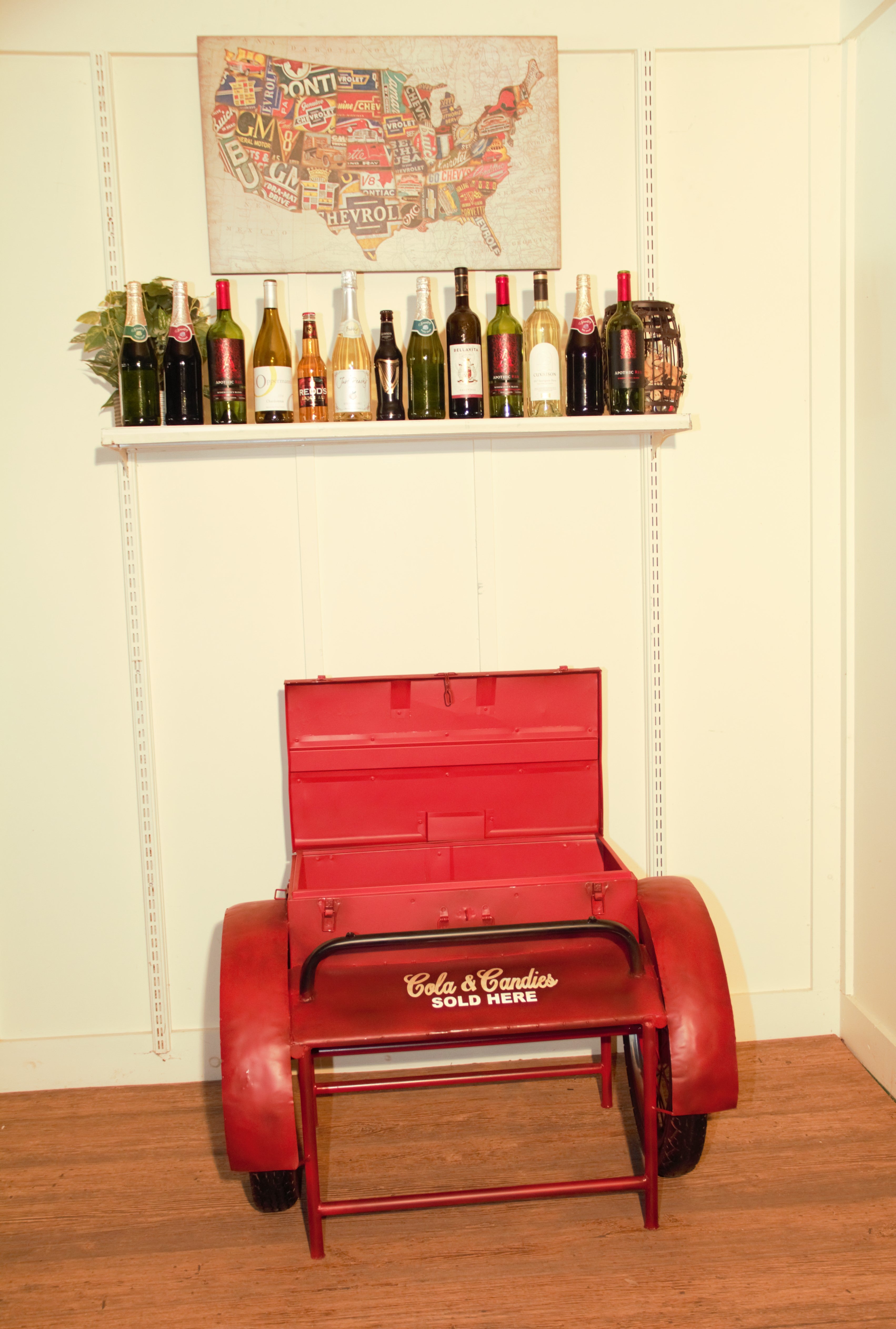 Retro Red Metal Delivery Box Accent Side Table