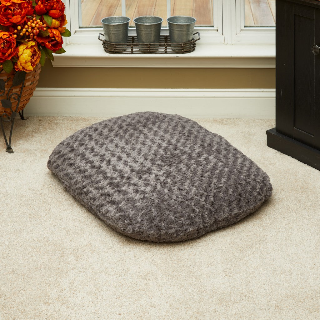 Gray 3' x 4' Lux Faux Fur Oval Pet Bed