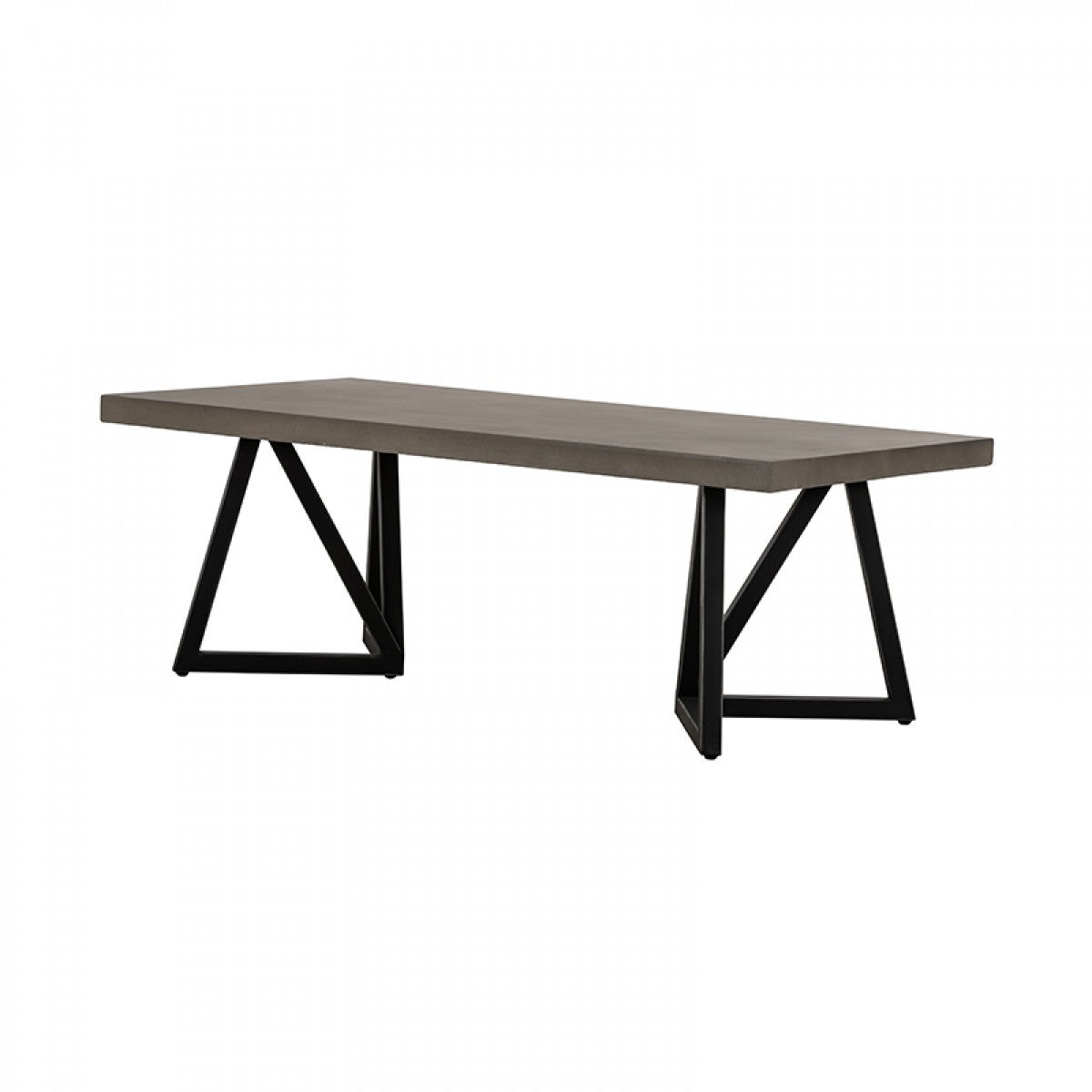 Modern Dark Gray Concrete and Black Metal Coffee Table