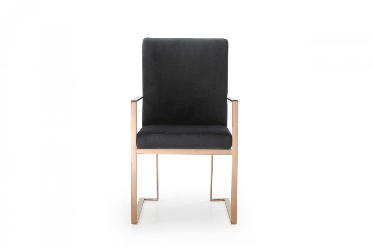 Black Rosegold Velvet Dining Chair