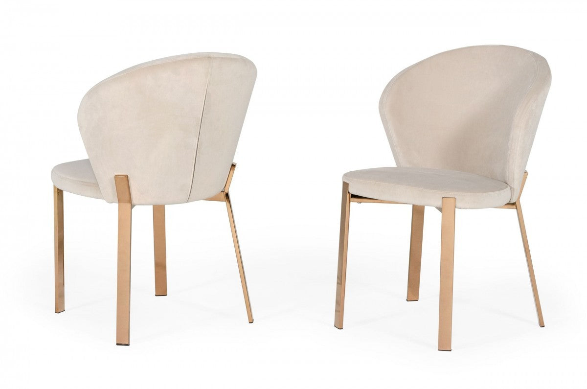 Beige Velvet Rosegold Dining Chair