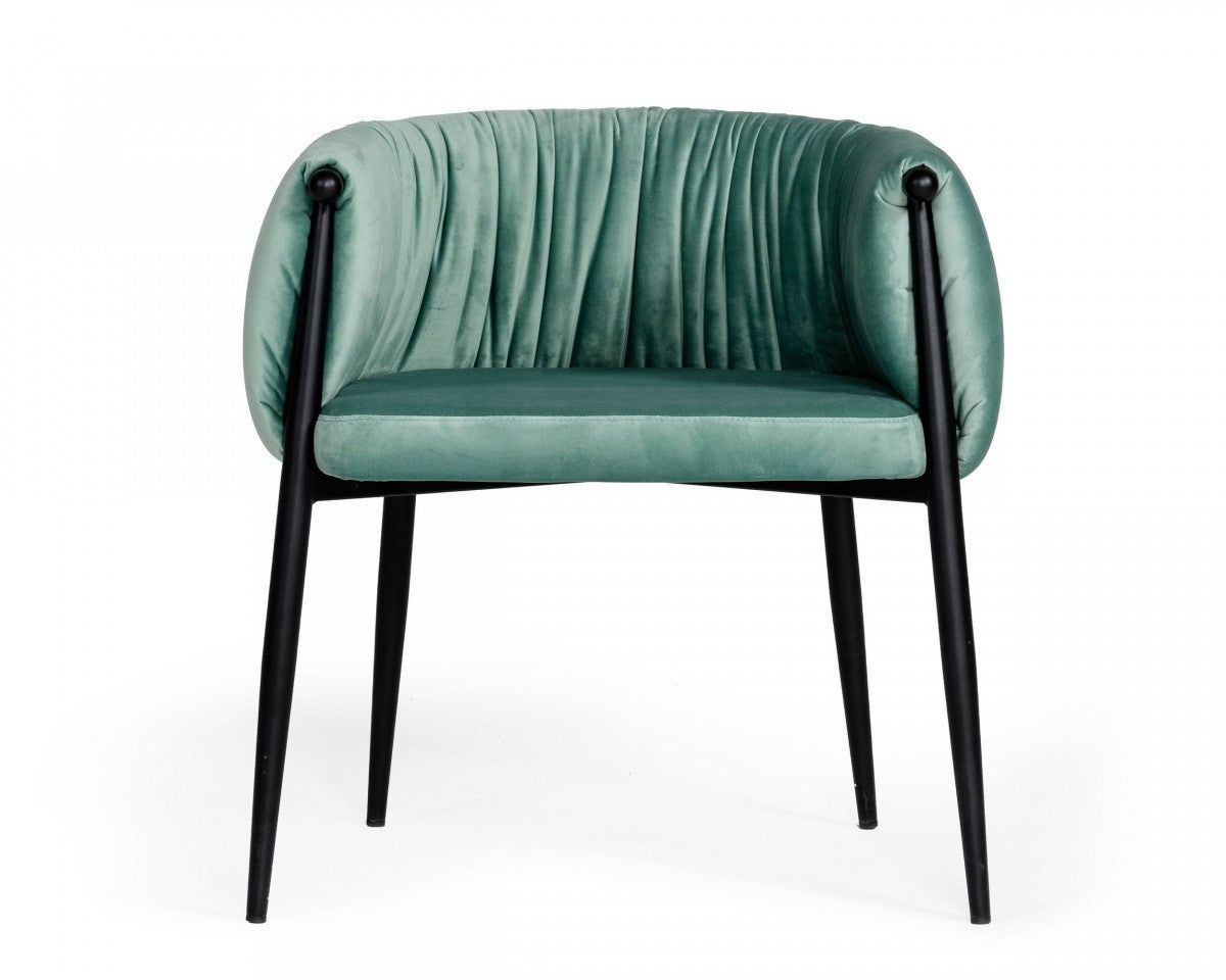 Mod Light Green and Black Velvet Dining or Side Chair